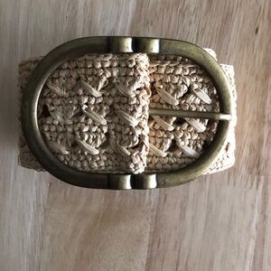 Sezane Rafia belt with Brass Buckle